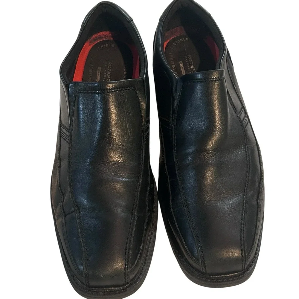 Rockport Men's 13W Black Leather Slip-On Loafers Dress Shoes Comfort Walkability